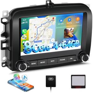 SIXWIN 8 Core 4+64G Android 15 Autoradio per FIAT 500L 2013-2018 con CarPlay/Android/DSP, 1280 * 720, 7 Pollici HD Schermo Navigatore GPS WiFi BT DSP USB FM RDS Radio Mirror Link+32 band EQ