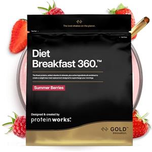 THE PROTEIN WORKS Protein Works | Diet Breakfast 360 - GOLD Innovation, Shake Colazione Sostitutivo Pasti Dietetico Salva-Tempo, Con Caffeina, Basso Zucchero, Frutti di Bosco, 36 Porzioni, 2kg