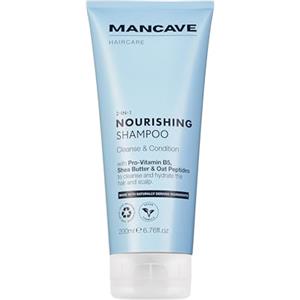 ManCave Nourishing 2-in-1 Shampoo 200ml, Fortifica e Idrata, Olio di Argan, Peptidi di Avena, Anti-Forfora, Pantenolo e Burro di Karité, Prodotto nel Regno Unito