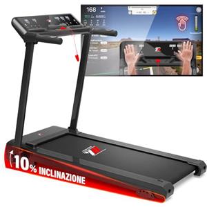 YM Tapis Roulant Elettrico Pieghevole Fino a 16 kmh/, Brand Italiano, Inclinazione, APP Interattive Kinomap Zwift Bitgym, Salvaspazio, Sensori Cardio, Salvaspazio, 12 Programmi, NEXT 4000 Your Move