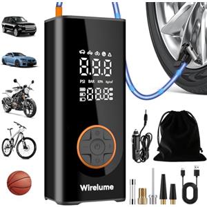 Wirelume Mini compressore aria portatile Gonfiatore per pneumatici senza fili pompa digitale per pneumatici per auto elettrica DC 12V 150PSI di veicoli/bici/gonfiabili con preimpostato funzione