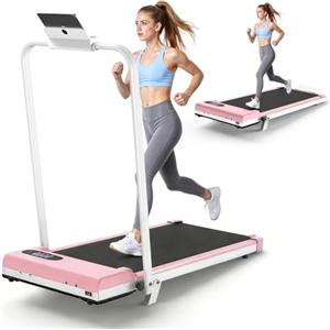 Dskeuzeew Tapis Roulant Elettrico Pieghevole Salvaspazio Walking Pad 8 km/h Tapis Roulant Extra Large (39 cm), Telaio Rinforzato, Schermo LCD, Tapis Roulant (Rosa)