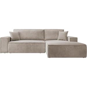 Selsey Divenos angolare Divano letto con contenitore Funzione letto Facile da pulire Schiuma di poliuretano Forma L Destra Farese Beige Cordura