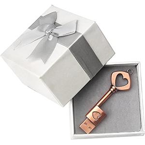 leizhan Chiavetta USB 32 GB con confezione regalo, chiavetta USB impermeabile a forma di chiave a forma di cuore, memoria esterna regalo romantico