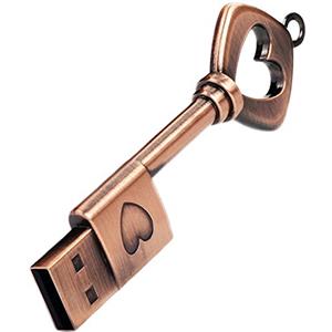 LEIZHAN Chiavette USB 16GB,Pendrive USB 2.0 Flash Drive Metallo Bronzo Cuore
