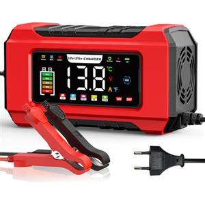 Husgw 12V 15A Caricabatteria per Auto,24V 8A Sicurezza Carica Batteria Moto, 5 Modalità, Moto Carica Batteria Intelligente LCD per Auto, Moto, Barche, AGM