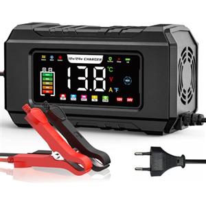 Husgw 12V 15A Caricabatteria per Auto, 24V 8A Sicurezza Carica Batteria Moto 5 Modalità, Moto Carica Batteria with Temperature Compensation for Car Truck Motorcycle Marine Lead Acid Batterie