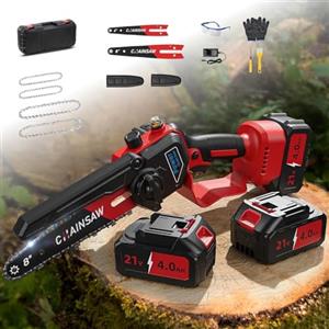 VIWKO Blushless Mini Motosega a Batteria 6/8 Pollici, 1300W Mini Motosega Elettrica con 8000mAh Batterie, Sega a Batteria per Potatura, il Taglio Del Legno e Giardini, Elettrosega Compatibile con Makita 18V