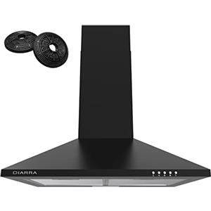 CIARRA Classe A++ Cappa Aspirante 60 cm 370 m³/h Cappa da Cucina in Acciaio INOX 3 livelli illuminazione a LED Filtro carbone CBCF002X2(Nera)