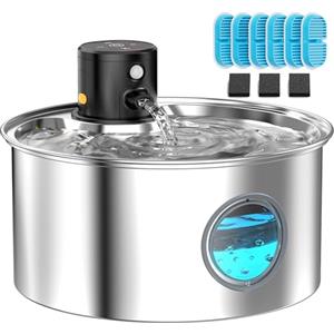 TOONIOOS Fontanella per Gatti senza Fili: Dispenser Acqua con Sensore di Movimento - Distributore a Batteria Ricaricabile - 3.2L Abbeveratoio senza Cavo - con 6 Filtro + 3 Spugna