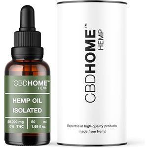 CBD HOME Olio di Semi di Canapa Isolated 20% - 50 ml - Base di Cocco e Semi di Canapa Biologici - Spremuto a Freddo - Senza Additivi né Solventi - 100% Vegetale - Certificato Biologico UE