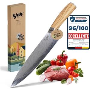 kjøk Coltello da cuoco trinciante professionale durezza 58±2 HRC da 20cm in stile Damasco giapponese manico in legno d'olivo - coltello premium da cucina coltello da chef 20 cm