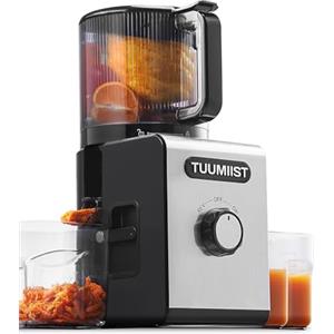 TUUMIIST Estrattore Frutta e Verdura 165 mm, 3 L Estrattore di Succo, Centrifuga Frutta e Verdura, 99% Nutrienti Preservati, Senza BPA, Nero