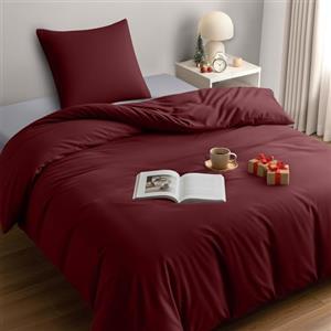 Utopia Bedding Copripiumino Singolo - Microfibra Copripiumino 135x200cm + Federa 80x80cm - Bordeaux