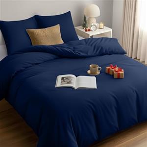 Utopia Bedding Copripiumino 155x220 - Microfibra Copripiumino 155x220cm + Federe 80x80cm - Blu Navy