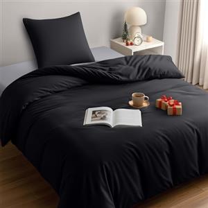 Utopia Bedding Copripiumino Singolo - Microfibra Copripiumino 135x200cm + Federa 80x80cm - Nero