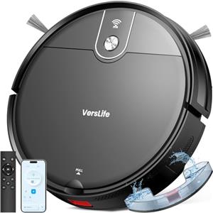 VersLife L6 Robot Aspirapolvere e Lavapavimenti 2 in 1, Autonomia 120 Minuti, 4000Pa, Controllo con App, Telecomando e Alexa, Silenzioso, Auto-ricarica, per Pavimenti Duri, Tappeti e Peli di Animali