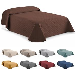 EasyCosy Copriletto Matrimoniale 2 Piazze 250x260 cm Marrone a Rombi - Trapuntino Estivo e Mezza Stagione Leggero, Multiuso, Morbido e Traspirante (Microfibra) OEKO-TEX®