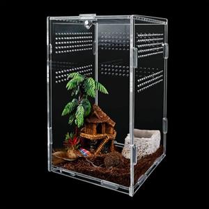 Gulxwis Scatola di Alimentazione per Insetti in Acrilico Trasparente, Contenitore per Allevamento Rettile, Terrario per Lucertole, Ragni, Scorpioni, Millepiedi, Rane e Coleotteri Cornuti- 12x12x20 cm
