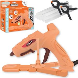 Cléopâtre CLEOPATRE - Pistola per colla calda 20 W - Sicurezza con punta indicatore di temperatura - Viene fornito con base di stabilità, 10 bastoncini di colla 7 mm, 2 pinze
