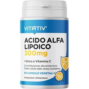 VITATIV Acido Alfa Lipoico ALA 300mg + Vitamina C e Zinco | Antiossidante | 90 Capsule Vegetali | Made in Italy