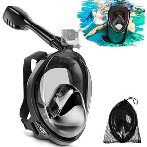 ZPQAODI Maschera da snorkeling, maschera subacquea per adulti, maschera integrale per immersioni, anti-appannamento e anti-perdite, con campo visivo a 180° e supporto per fotocamera per adulti (S/M)