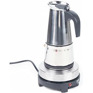 kangten Caffettiera per espresso, 220 V, 4/6 tazze, in acciaio inox, con fornello elettrico, caffettiera per caffè Moka, per cucina (4 tazze (200 ml))
