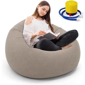 Fouvin Divano gonfiabile in pvc - singolo sedile pouf divano pieghevole per esterni, poltrona gonfiabile, poltrona lounge leggera (marrone)