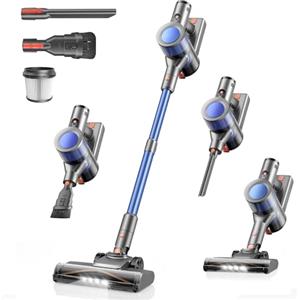 Dzaki Aspirapolvere Senza Fili, 45KPa 50Mins Scopa Elettrica Senza Fili con Autoportante, Display LED intelligente,Leggero aspirapolvere ricaricabile antigroviglio,Potente per Pavimenti/Tappeti/Peli Animali