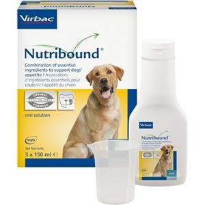 Virbac Nutribound mangime complementare liquido per cani 3x150 ml | Mangime complementare liquido pronto all'uso che supporta recupero, appetito e idratazione di cani e gatti.