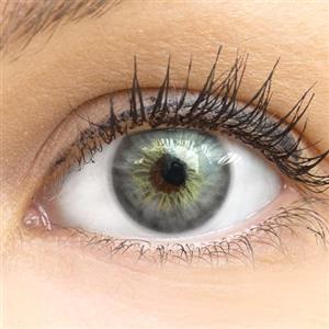 GLAMLENS Lenti a contatto colorate grigio Madrid Gray - con porta lenti a contatto - grigio naturali in silicone idrogel - 2 pezzi - DIA 14,00 - senza correzione 0.00 diottrie lente a contatto