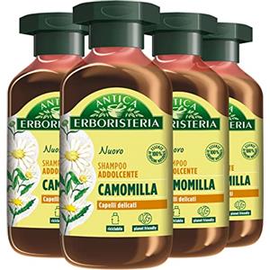Antica Erboristeria Laboratorio Natura 4x Antica Erboristeria Shampoo Addolcente alla Camomilla per Capelli Delicati Formula Vegana Senza Siliconi e Coloranti - 4 Flaconi da 250ml