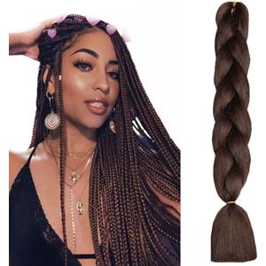 ShowJarlly Capelli per Treccine Africane Jumbo Treccia Capelli 24" Morbido Extension per Treccine Africane 1 Pack Treccine Africane Extension Capelli（4#）