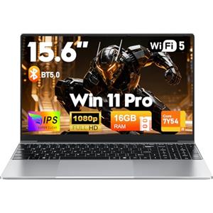 FUNYET Laptop, 2026 Laptop Offerta da 15,6 Pollici Computer Portatile, 16 GB di RAM, SSD da 512 GB, Core i5-7Y54 PC Portatile, IPS FHD 1920 x 1080 Notebook,5000 mAh, slot per scheda TF,Type-C