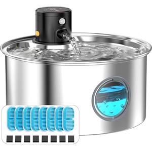 TOONIOOS Fontanella per Gatti senza Fili: Dispenser Acqua Gatti con Sensore di Movimento - Distributore Acqua Gatti a Batteria Ricaricabile - 3.2L Abbeveratoio per Gatti senza Cavo - con 8 Filtro + 8 Spugna