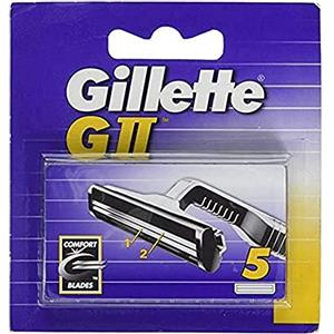 Gillette GII Lamette di Ricambio - 5 Ricariche con Striscia Lubrastrip per Rasatura Confortevole