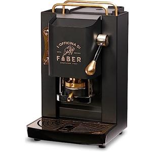 FABER COFFEE MACHINES | Modello Pro Deluxe | Macchina caffe a cialde ese 44mm | Rifiniture ottonato | Pressacialda in ottone regolabile | elettrovalvola di serie (MAT BLACK)