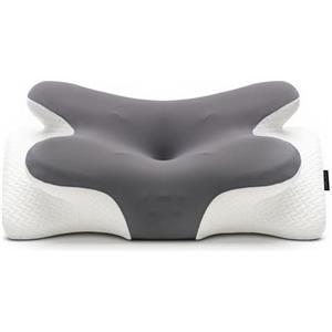 COSYLAND Cuscino Cervicale per Dormire Ergonomico - Cuscino per Cervicale in Memory Foam con Zone di Supporto a Rilievo, Guanciale Letto per Appoggio Collo e Spalle (Grigio scuro)