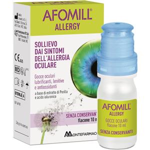 MONTEFARMACO AFOMILL ALLERGY Gocce Oculari 10 ml - Soluzione Isotonica Sterile con Estratto di Perilla e Acido Ialuronico