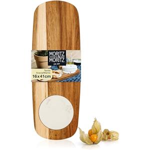 Moritz & Moritz Tagliere da portata in legno con piatto in marmo - Assi di acacia per decorare, tagliare e servire formaggi