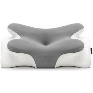 COSYLAND Cuscino Cervicale per Dormire Ergonomico - Cuscino per Cervicale in Memory Foam con Zone di Supporto a Rilievo, Guanciale Letto per Appoggio Collo e Spalle (Grigio)