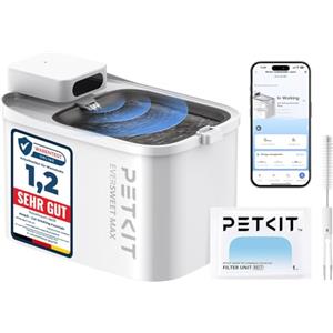 PETKIT EVERSWEET MAX Fontanella per Gatti Senza Fili, 3L Fontana per Gatti con Sensore,26dB Ultra Silenziosa, Controllo Intelligente dell'applicazione,5000 mAh 83 Giorni di Autonomia