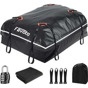 Favoto Box da Tetto Auto Impermeabile - Borsa da Tetto Portapacchi 566L Pieghevole con Tappetino Antiscivolo Gancio Porta e Cinghie di Rinforzo per Trasporto di Bagagli Nero