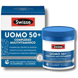 SWISSE Ultivit - Multivitaminico Completo Uomo 50+ con Magnesio Vitamine e Ferro per Supporto a Sistema Immunitario Adulti e Metabolismo Energetico, Integratori Alimentari Made in Italy, 30 Compresse