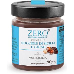 Agrisicilia Crema alle nocciole di Sicilia e cacao zero% zuccheri aggiunti, crema dolce per colazione e merenda, ideale per dolci e per colazione
