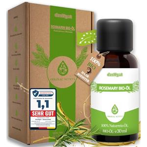 DasXgut - Olio di rosmarino per capelli 30 ml - Certificato BIO [ad alto dosaggio] - Stimola la crescita dei capelli - Olio per capelli per la caduta dei capelli - Oli essenziali - 100% puro dalla