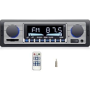 iFreGo Retro Autoradio 1 DIN per Auto con Bluetooth, Vivavoce, FM, MP3, USB, SD e AUX, Stereo Classico 60W x 4, Ricarica Rapida e 7 Colori LED