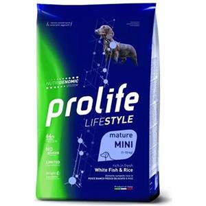 Prolife Life Style Mature Mini - Alimento secco per cani senior con Pesce Bianco Fresco e Riso, 7 kg