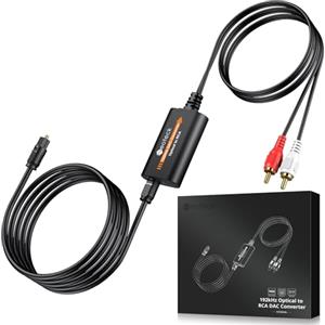 Neoteck Convertitore da Ottico a AV 192 kHz DAC Convertitore 7ft/2.1m Cavo da SPDIF a L/R 3,5 mm Adattatore da SPDIF a RCA con Chip Amplificatore Audio per HD DVD Set-top Box Uscita Maschio
