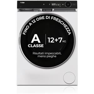 Haier X Serie 11, Lavasciuga 12+7 KG, Libera Installazione, Classe A-20%, 1600 giri, Opzione Vapore, 18 programmi, App hOn, Capacità XXL, AxLxP 85x60x66 cm, Bianca - HWD120BD16397EUS